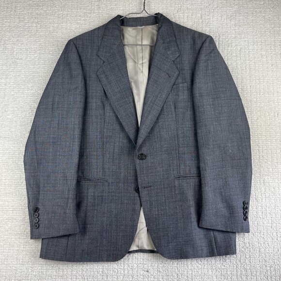 Vintage Pierre BALMAIN Jacket 38S Wool Light Grey Blue stripped 90's Read* - Picture 1 of 16